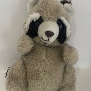 vintage Daekor Pot Belly Raccoon 
Plush Toy with Cream and Brown Fur